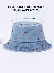 1pc Kids Embroidered Pattern Sun Protection Casual Distressed Bucket Hat, Suitable For Outdoor Activity And Daily Use