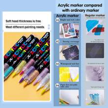 48 Colors Acrylic Marker Pens For Adult Coloring Books, Dual-Tip Acrylic Painting Markers Brush Pen Sets - Multicolor - View 9