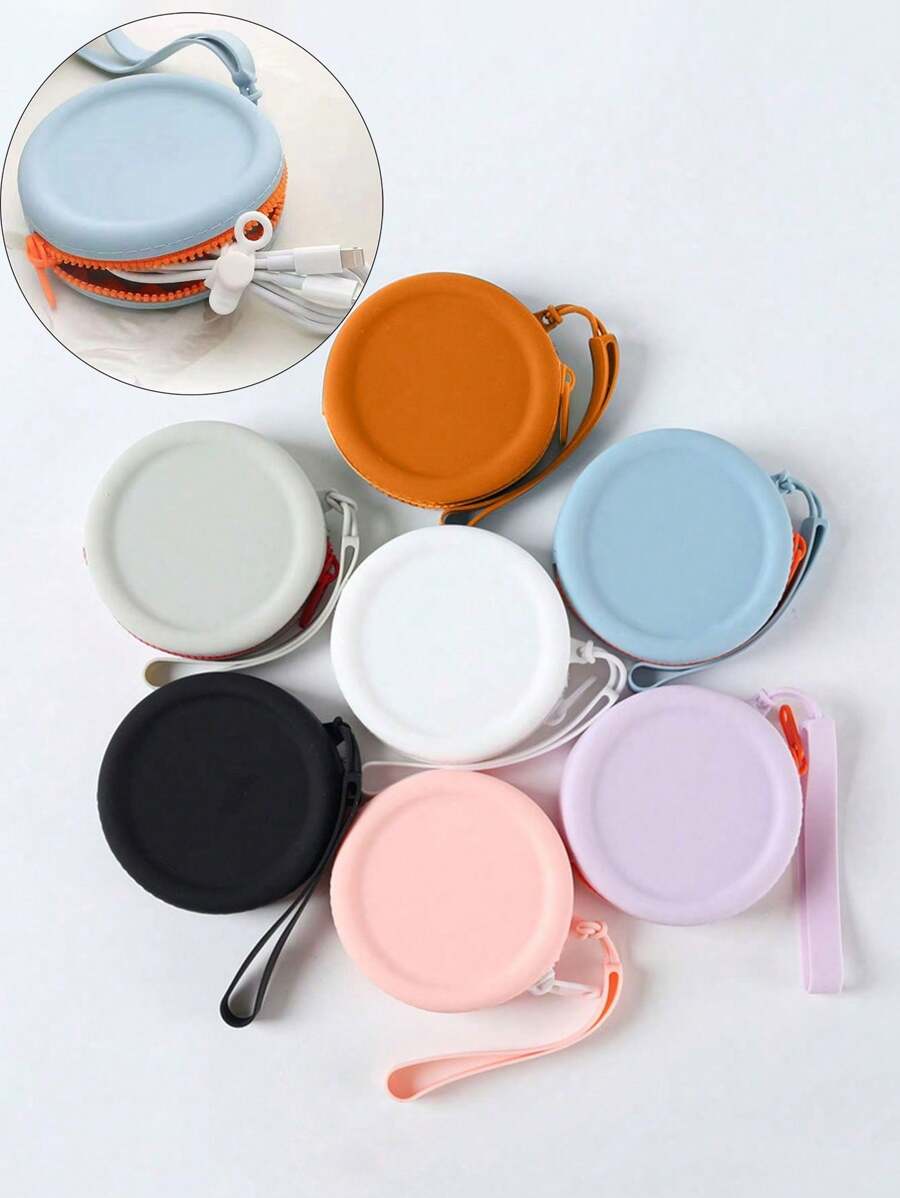 Bolsa de mano portátil de silicona de color caramelo, para llevar auriculares, unidades USB, pequeños artículos diarios, llaves, monedas y talla grande cuando sales