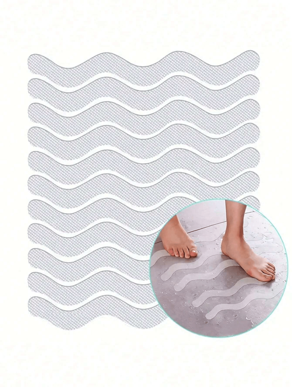24/12/6pcs Wavy Anti-Slip Bathroom Tub Stickers, S-Shaped Safety Strips For Bathtub And Shower - Provides Maximum Grip, Prevents Slipping, And Falls, Easy To Clean, Bathroom Accessories Home Bathroom Decor Summer Back To School