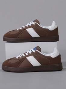 Men's Retro Casual Soft Sole Shoes, Lightweight Lace-Up Round Toe Sneakers, Plus Size 46, Suitable For All Seasons