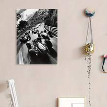 Framed  Vintage Racing Canvas Print, D Classic Car Action Poster For Living Room, Bedroom, Bar - High-Quality Cloth Wall Art Decor - Framed - View 5