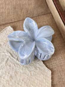 5pcs Women Daily Elegant Hair Clips, Bathroom Claw Clips, Flower Decor Hair Claw, White, Suitable For Spring And Summer Fashion Hair Accessories