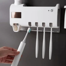 牙刷架牙膏分配器太阳能浴室牙刷收纳盒多功能收纳架家居浴室装饰返校 - 1 - 查看 5