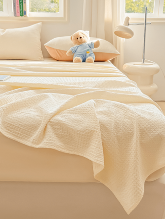 1 Pc Waffle Cotton Bedsheet, Modern Style Polyester Fiber Soft And Breathable Fabric, Machine Washable