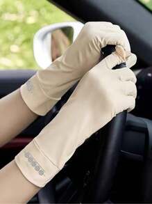 1 双纯色休闲涤纶夏季防晒手套，适合女士户外运动、驾驶、骑自行车、防滑触摸屏、防晒 - A - 查看 20