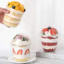 250ml/360ml/500ml Sweet Dessert Jar With Lid, Ice Cream Container, Suitable For Snacks, Candies, Desserts, Home Use, Birthday Party, Camping, Picnics, Portable & Airtight