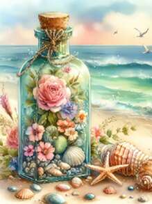 Piękna dryfująca butelka pełna diamentowego malowania, nowa sztuka diamentowa do dekoracji ściennych w pomieszczeniach