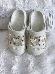 Women's Butterfly Rhinestone Slip-On Sandals, Lightweight & Anti-Slip, Suitable For Beach, Outdoor, Comfortable And Durable - Khaki - View 7