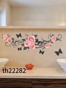 1 miếng dán tường cửa phòng tắm hình hoa hồng bướm bằng nhựa PVC chống thấm nước, miếng dán bồn tắm, miếng dán kính gương hình hoa hồng bướm hai mặt, miếng dán tường nền phòng ngủ tự dính, hình nền 11,81 * 11,81 inch, dùng để trang trí nhà, đồ trang trí phòng tắm, vật dụng trang trí mùa xuân, làm mới ngôi nhà của bạn, miếng dán, thảm trải sàn, đồ trang trí mùa thu, phụ kiện phòng tắm - Nhiều màu - Xem 7
