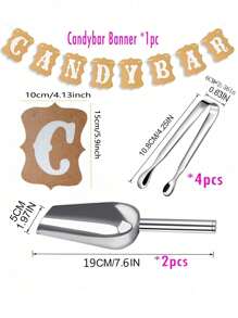 1pc Candy Bar Banner, 50pcs Kraft Paper Bags, 4pcs Clips, 2pcs Shovels, 10pcs Stickers, Suitable For Outdoor Wedding, Holiday Party, Gathering With Friends