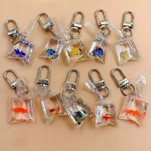 10pcs Tropical Fish Keychain - Resin Simulation Aquatic Charm Pendant, Suitable For Bags And Backpacks - Multicolor - View 1
