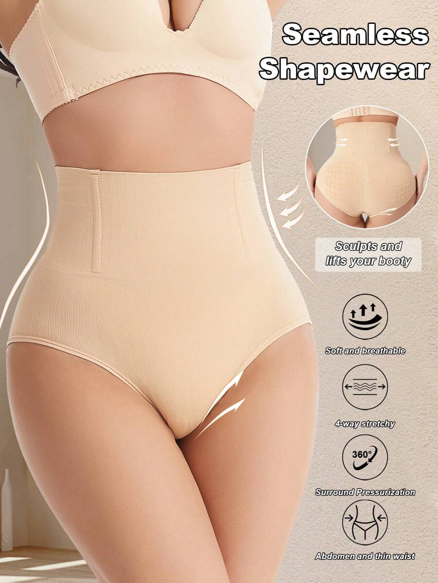 High Waist Shaping Panties Seamless Tummy Control Panties Waist Trainer Slimming Sheath Woman Flat Belly Hip Butt Lifter Briefs Women Shapewear - Apricot - View 1