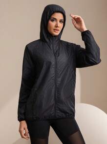 Women's Outdoor Casual Windbreaker, Waterproof Super Lightweight Solid Color Jacket, Thin Long Sleeve Riding Top