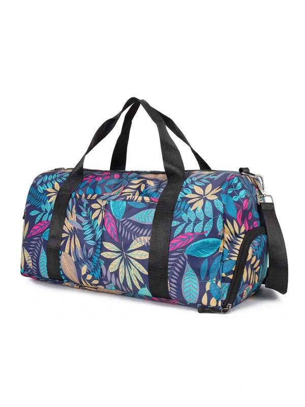 Large Capacity Men's Gym Bag Waterproof Sports Bags Leaves Printing Fitness Training Handbag Multifunctional Carry On Tot Suitable For Teen Summer Casual Outdoor Athletic Or Vacation Travel Or Graduation Gifts Or Birthday Dress Accessories