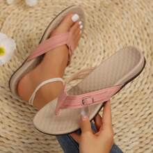 Women's Lightweight Flip Flops Featuring Comfortable Strappy Support - Dusty Pink - View 2