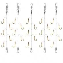 5 件装尼龙鱼钩带线 - 小号 #3-7 袖钩绳，方便诱饵和安全处理鱼，旋转装置 - 金色 - 查看 3