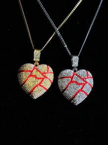 45/50cm Cuban Chain Necklace For Women With Heart Pendant, Fashion Gift Suitable For Daily Wear