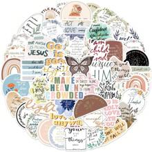 50pcs Bible Phrase Text Graffiti Stickers Cheap Stickers Vinyl Stickers For Diary Stickers Hand Tent Stickers Decorate Party Skateboard Phone Case Water Cup Guitar Sticker Sticker Diy Sticker Laptop Sticker - Multicolor - View 3