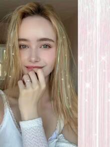 1 pezzo Decorazione per capelli metallica da donna, extension per capelli lucide e glitterate, resistente al calore, fascia per capelli, turbante, fasce per capelli