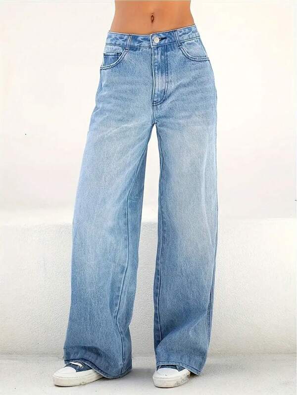Teen Girl's All-Match Solid Pocket Casual Jeans