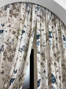 1PC Balcony Window Curtain Door Cabinet Shading Yarn New Gauze Tulle Curtains For Living Room Butterfly 3D Printing Bedroom