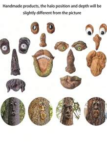 1pc Tree Face Tree Monster Pendant Resin Old Man Five Senses Gardening Decorative Ornament Patio Wall Statue Outdoor Garden Mischief Decorative Hanging Decoration Can Be Used In The Yard Garden Tree Mischief Decorative Crafts (Handmade Products, Halo Position And Shade Will Be Slightly Different From The Picture)