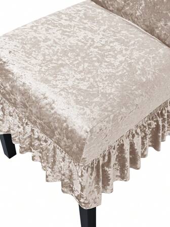 1 st/4 st guldfärgade sammetsräsade stolsöverdrag, enfärgade, högstretchiga, dammtäta, kattrepssäkra universella stolsöverdrag, lämpliga för matsal, vardagsrum, hotell, höstdekor, rumsdekor