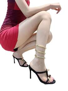 Strap Open Toe Stiletto High Heel Sandals, Sexy Snake Wrap Design, European & American Style Summer
