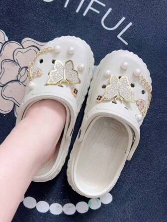 Sandalias de mujer con aplicaciones de mariposa y strass, transpirables y antideslizantes, adecuadas para la playa, actividades al aire libre, cómodas y duraderas