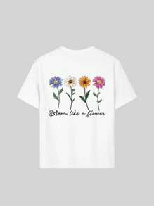 Tween Girls' Casual Funny Print Round Neck Short Sleeve T-Shirt, Summer Top