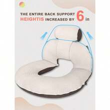 Reading Pillow, Back Pillow For Sitting In Bed For Reading, Nurse & Relax, Reading Pillow For Adults, Moms & Kids, Sit Up Pillow For Bed (Dot Velvet-Brown, Upgraded)