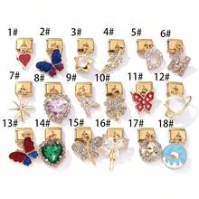 1/5/10pcs Elegant Fashion Gold Zirconia Crystal Heart, Letter, Leaf, Butterfly Pendant Modules - Ideal For DIY Bracelets, Rings, Gift