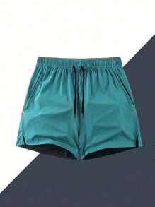 Pantaloncini estivi casual da uomo per fitness e sport, asciugatura rapida, adatti per sport all'aperto, corsa, fitness, badminton, pantaloni da tennis per fidanzati - Blu verde acqua - Visualizzare 3