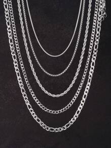 2-5pcs Set Casual Hip Hop Stainless Steel Cross Chain Multi-Layer Pendant Necklaces, Suitable For Men, Couples, Daily Wear, Birthday, Party Gift - Multicolor - View 6