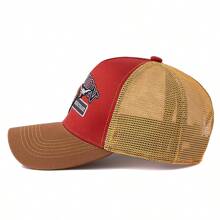 JZML 1pc Men's Letter & Bull Embroidered Trucker Hat