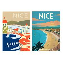 2pcs No Frame Modern Travel Wall Arts Posters Travel To Greece Athens Rhodes Island Wall Art Canvas,Provence Nice France Painting And Japan Beach City Summer Hiroshi Nagai Vaporwave PrintsVintage Posters Fishing Boats Seascape Home Room Decoration Nordic Wall Pictures Living Room Decor Gifts Birthday Graduation