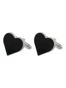1 Pair Heart-Shaped Resin Cufflinks, Red, For Wedding Party & Formal Occasions