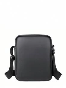 1 件通勤休闲 PU 皮革单肩包，简约设计男士斜挎包，侧袋斜挎包，多功能，防刮，送给男朋友的礼物 - 彩色 - 查看 3