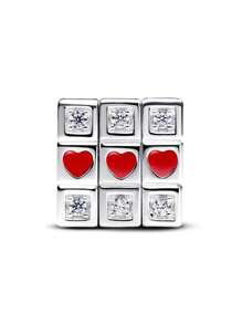 1pc Fashionable Red & Pink Heart Shaped Beaded Ornament, Valentine's Day & Mother's Day Gift; 1pc Cubic Zirconia Love Inscription Beaded Ornament, Mother's Day Gift; 1pc Cute Bird Pendant; 1pc Golden Cubic Zirconia Love Inscription Pendant, Mother's Day Gift - Multicolor - View 4