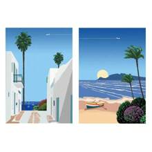 2pcs No Frame Modern Travel Wall Arts Posters Travel To Greece Athens Rhodes Island Wall Art Canvas,Provence Nice France Painting And Japan Beach City Summer Hiroshi Nagai Vaporwave PrintsVintage Posters Fishing Boats Seascape Home Room Decoration Nordic Wall Pictures Living Room Decor Gifts Birthday Graduation