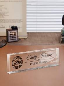 1pc Customizable Acrylic Desktop Nameplate, 20*6*1.5cm, High Transparency, Suitable For Personalizing Name/Text/Font/Color For Teachers, Bosses, Doctors, Managers As Appreciation Gifts, And As Desk Decor For Employees And Students Back To School
