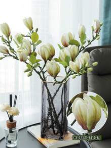 3PCS, Modern Faux Magnolia - Soft Touch Fake Flower Decorations For Weddings, Valentines, Home And Holiday Decorations - Elegant DIY Table Centerpieces Gifts Birthday Graduation