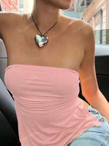 Top casual sin espalda plisado para mujer para el verano