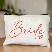 Bride Makeup Bag Wedding Cosmetic Pouch Bachelorette Party Bridesmaid Canvas Pouch Aesthetic Bride Zippered Make Up Bag Bridesmaid Proposal Gift