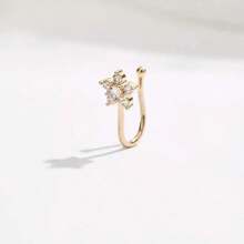 1 件可调节鼻环，复古优雅风格，采用合成方晶锆石，适合男士和女士日常佩戴、派对、情人节和感恩节礼物 - 彩色 - 查看 4