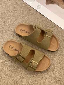Sandalias de plataforma para mujer, sandalias planas con decoración metálica, cómodas sandalias casuales para vacaciones de verano, playa, exteriores