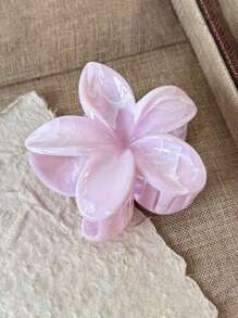 5pcs Women Daily Elegant Hair Clips, Bathroom Claw Clips, Flower Decor Hair Claw, White, Suitable For Spring And Summer Fashion Hair Accessories