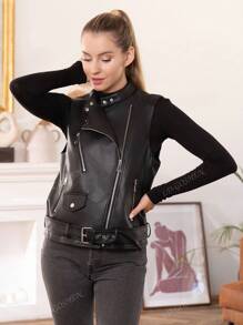 Giacca corta  da donna, giacca da motociclista di moda casual slim da indossare in autunno e inverno