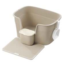 Feandrea Extra Large Cat Litter Box With Hide Sides, Includes Litter Catcher Board, Storage Box, Scoop, For Large Cats, Grey - Beige - View 8